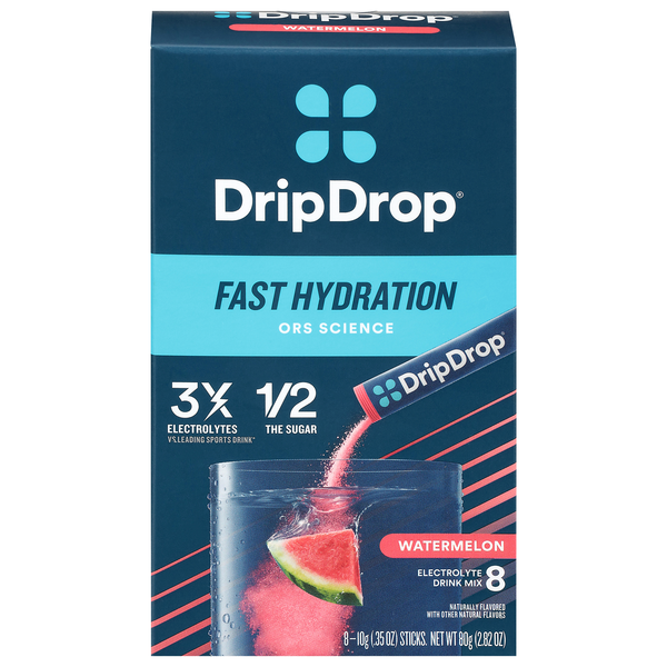 DripDrop Fast Hydration Watermelon Electrolyte Drink Mix - 8 ct