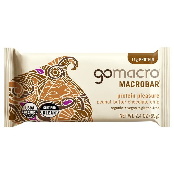 GoMacro Organic Gluten Free Peanut Butter Choc Chip 11g Protein MacroBar