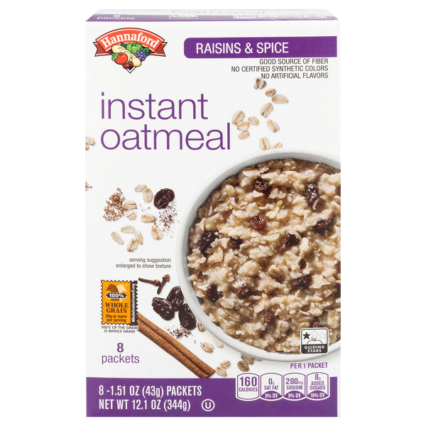 Hannaford Raisins & Spice Instant Oatmeal Packets - 8 ct