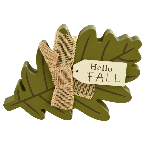 Smart Living Harvest Wooden Decor Leaf Hello Fall