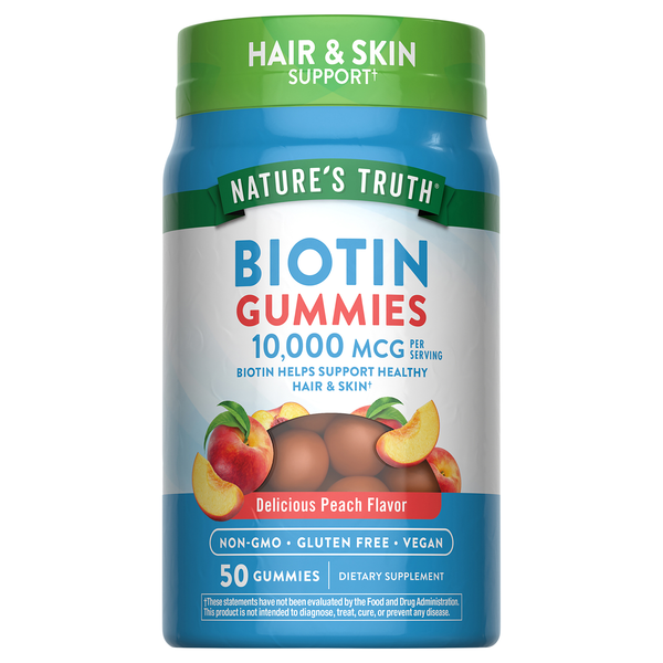 Nature's Truth Peach Flavor 10000mcg Biotin Gummies