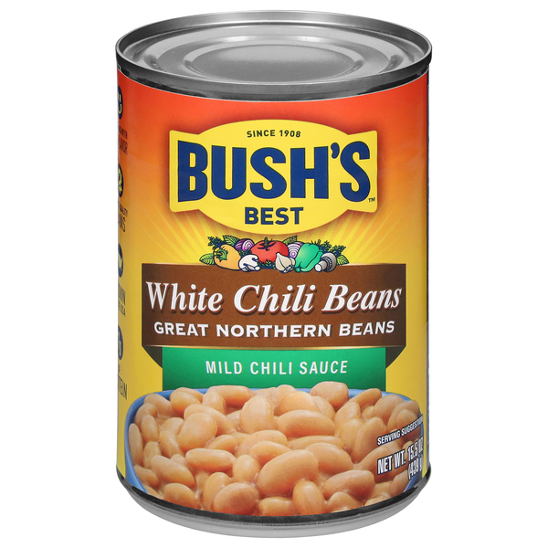Bush's Best Great Northern White Chili Beans in Mild Sauce