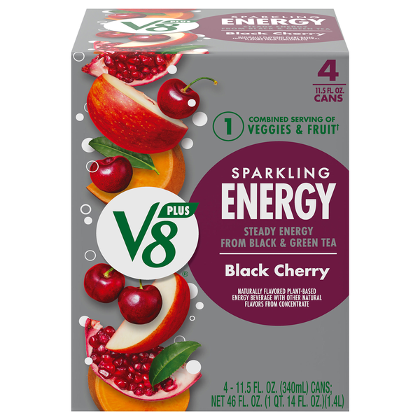 Save on V8 Plus Sparkling Energy Drink Black Cherry 4 ct Order Online