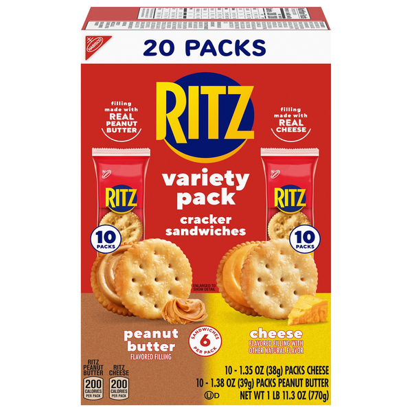 Nabisco Ritz Variety Pack Cracker Sandwiches - 20 ct