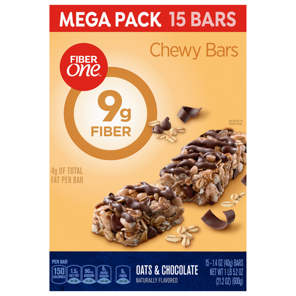 Fiber One Chewy Oats & Chocolate Bar Mega Pack - 15 ct