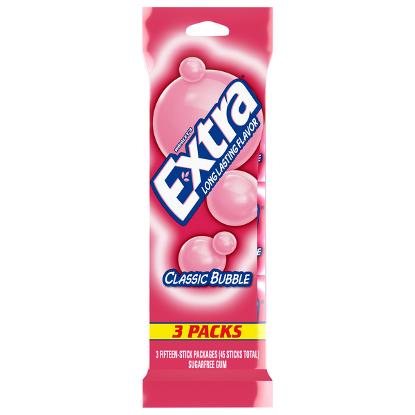 Extra Sugar Free Classic Bubble Gum - 3 ct