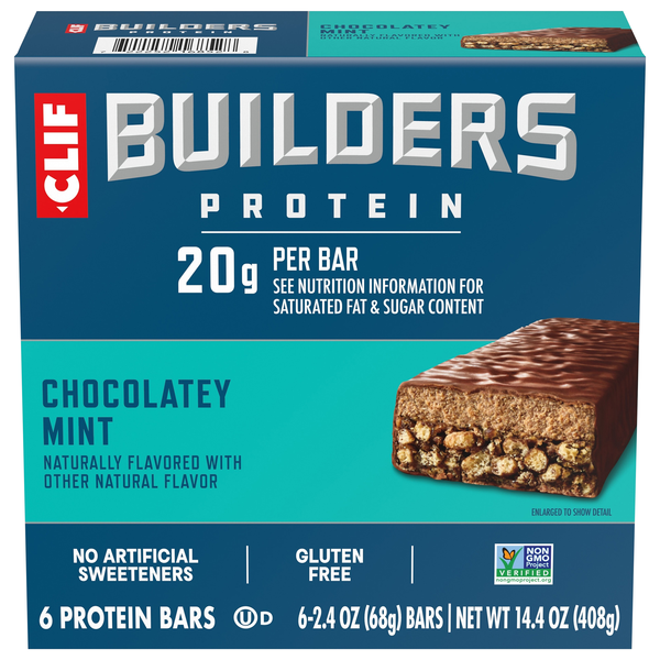 CLIF Builders Gluten Free Chocolate Mint 20g Protein Bars - 6 ct