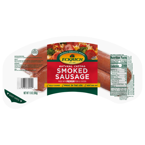 Eckrich Hardwood Smoked Sausage - 2 ct