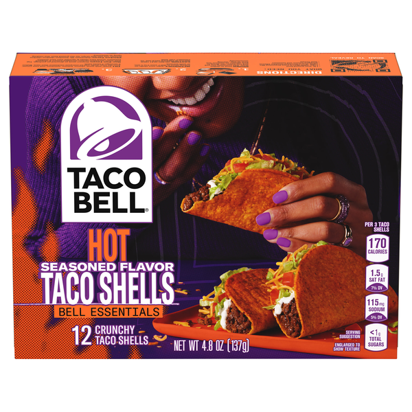 Taco Bell Hot Seasoned Crunchy Hard Taco Shells - 12 ct