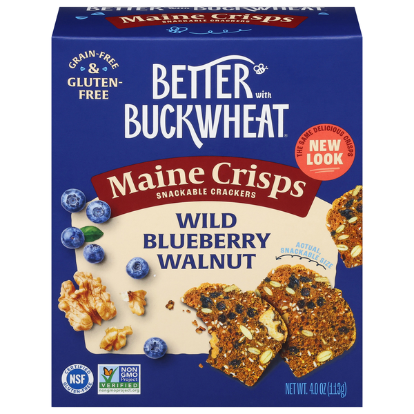 Maine Crisp Gluten Free Wild Blueberry Walnut Buckwheat Crackers