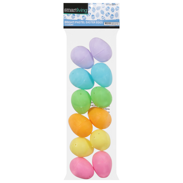 Smart Living Bright Pastel Plastic Easter Eggs Assorted