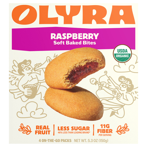Olyra Organic Raspberry Fruit Filled w/Prebiotics Breakfast Biscuits 4 ct