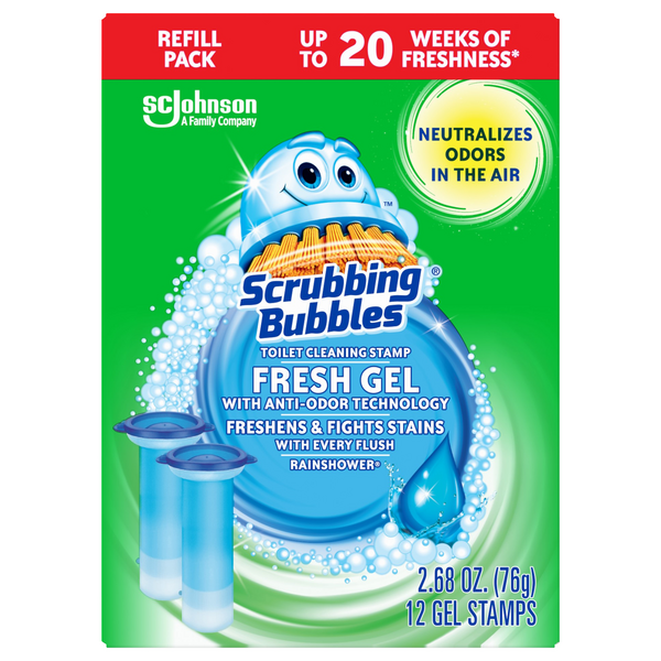 Scrubbing Bubbles Fresh Gel Rainshower Toilet Cleaning Stamps - 12 ct