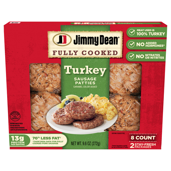 Jimmy Dean Fully Cooked Turkey Breakfast Sausage Patties - 8 ct