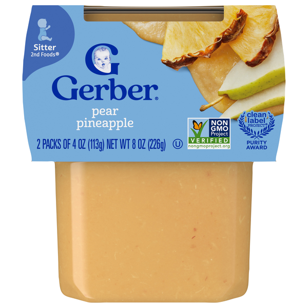 Gerber Natural 2nd Baby Food Pear Pineapple - 2 ct