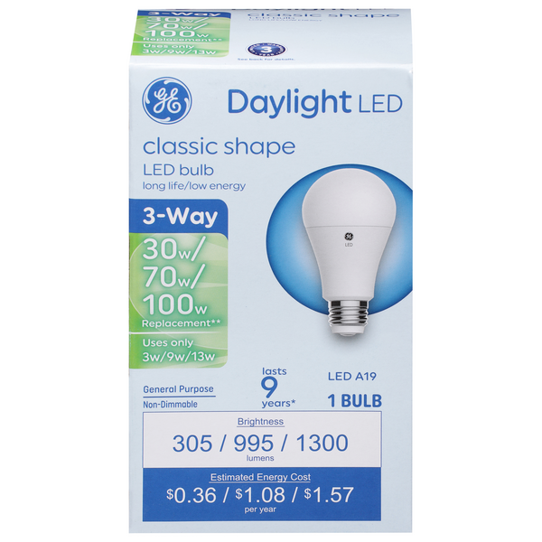 Save on GE LED A19 Daylight 3Way Bulb NonDimmable 30w/70w/100w Order