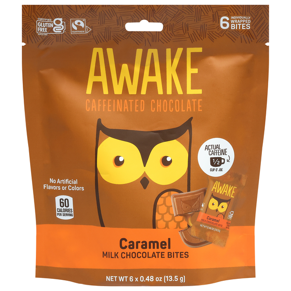 Awake Caffeinated Caramel Chocolate Bites - 6 ct