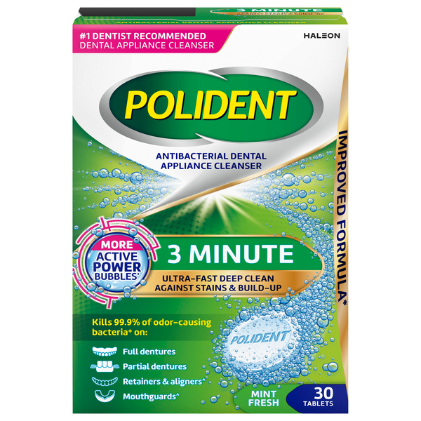 Polident 3 Minute Mint Fresh Dental Appliance Cleanser Tablets