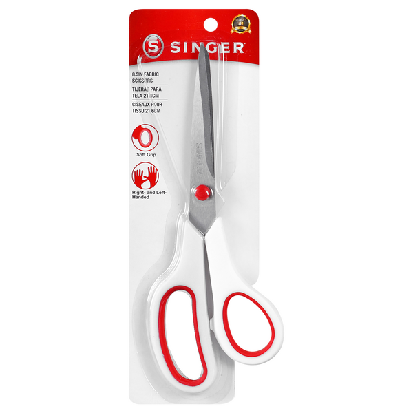 Singer Fabric Scissors Stainless Steel Red & White 8 1/2 Inch