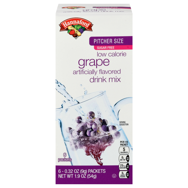 Hannaford Sugar Free Grape Drink Mix Pitcher Size - 6 ct