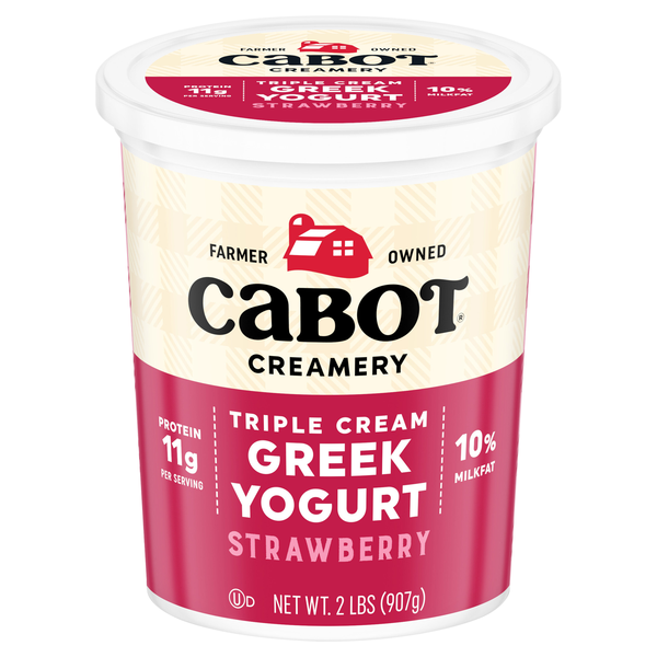 Cabot Creamery 10% Milkfat Strawberry Triple Cream Greek Yogurt