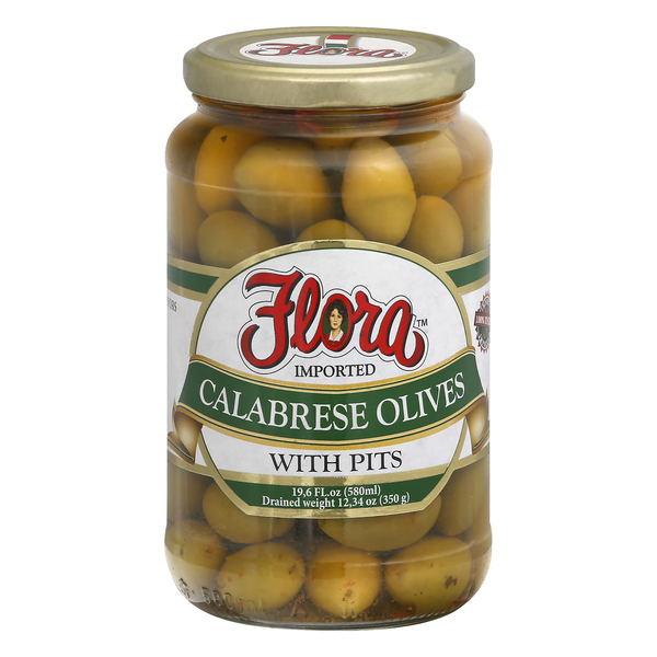 Flora Imported Italian Calabrese Olives with Pits