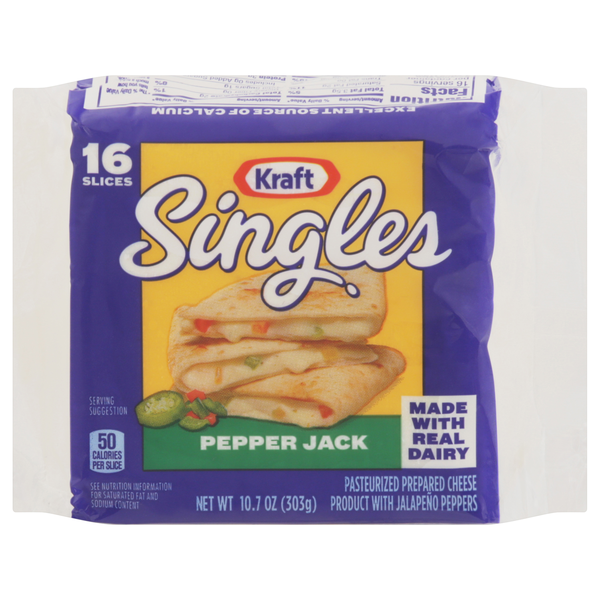 Kraft Singles Pepper Jack Cheese Slices - 16 ct
