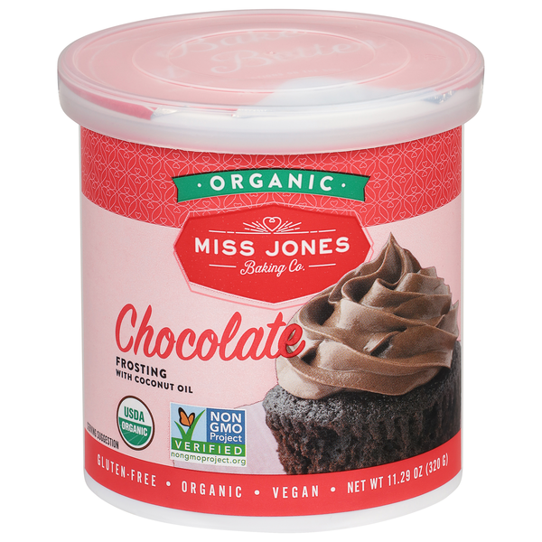 Miss Jones Baking Co. Organic Gluten Free Chocolate Frosting w/Coconut Oil
