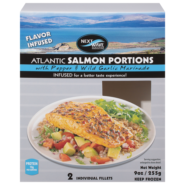 Next Wave Atlantic Salmon Portions w/Pepper & Garlic Marinade 2 ct Frozen