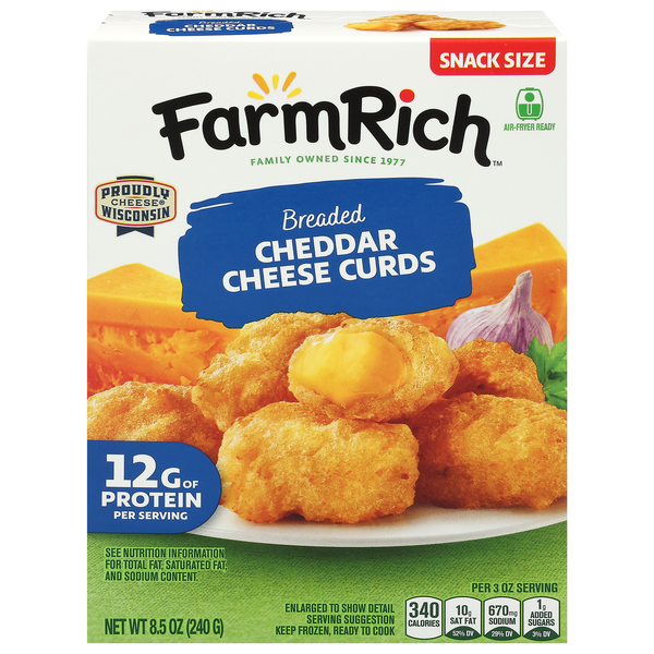 Farm Rich Breaded Cheddar Cheese Curds Snack Size Frozen