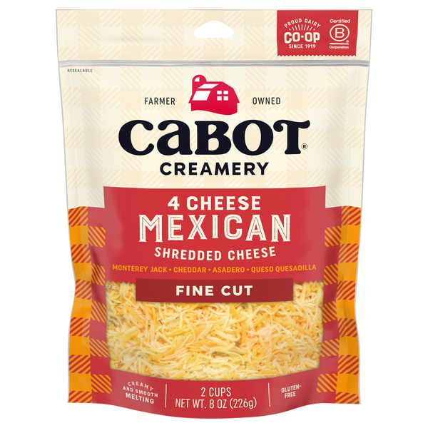 Cabot Creamery Fine Cut Shredded Mexican 4 Cheese