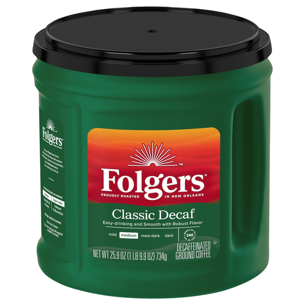 Save on Folgers Classic Decaf Medium Roast Ground Coffee Order