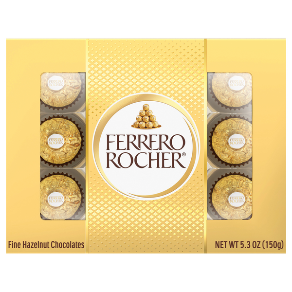 Ferrero Rocher Fine Hazelnut Chocolates Candy - 12 ct