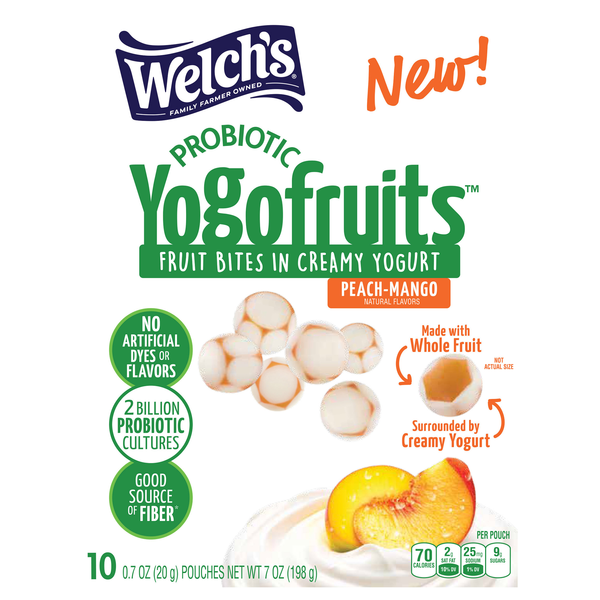 Welch's Peach-Mango Probiotic Yogofruits Pouches - 10 ct