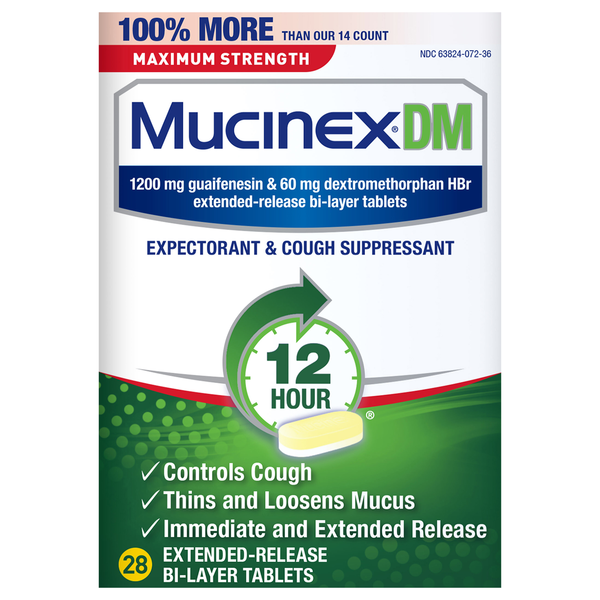 Mucinex DM Expectorant & Chest Suppressant 12 Hr Maximum Strength Tablets