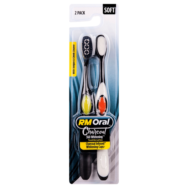 RM Oral 360 Whitening Charcoal Infused Soft Toothbrushes