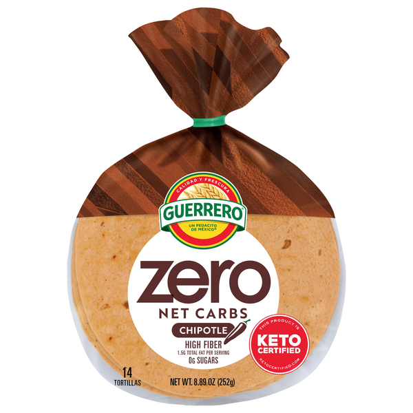 Guerrero Zero Keto High Fiber Chipotle Flour Tortillas 4.5 Inch - 14 ct