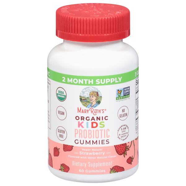 MaryRuth's Organic Kids Vegan Natural Probiotic Strawberry Gummies