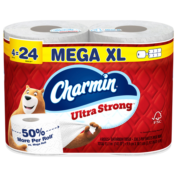 Charmin Ultra Strong Mega Roll 2-Ply Toilet Paper Unscented - 4 ct