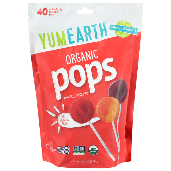 YumEarth Organic Gluten Free Assorted Fruit Flavor Lollipops - 40 ct