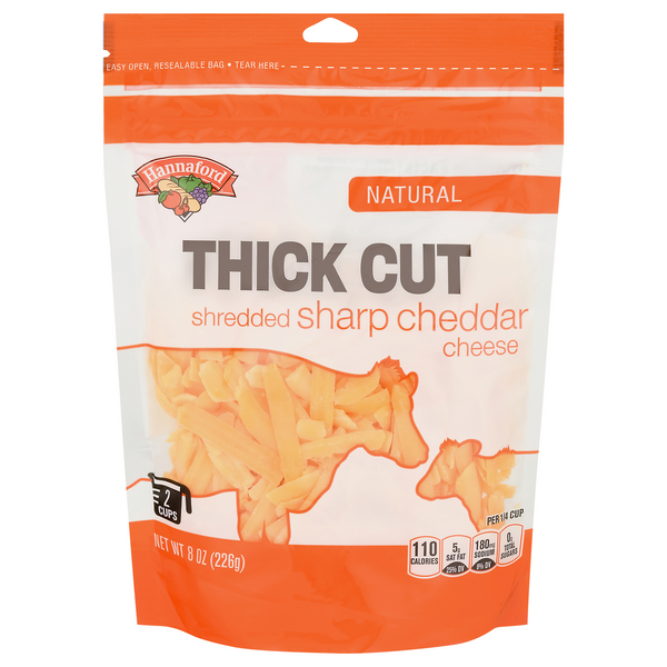 Hannaford Natural Thick Cut Shredded Sharp Cheddar Cheese