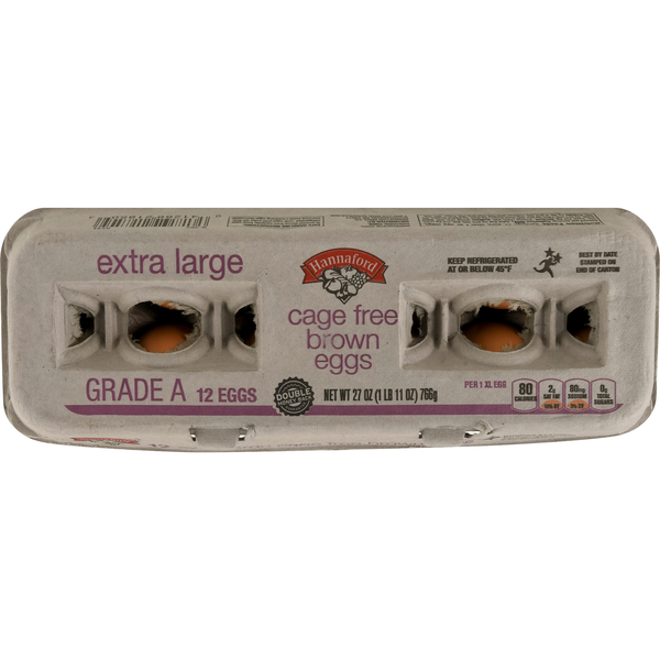 Hannaford Cage Free Grade A Extra Large Brown Eggs
