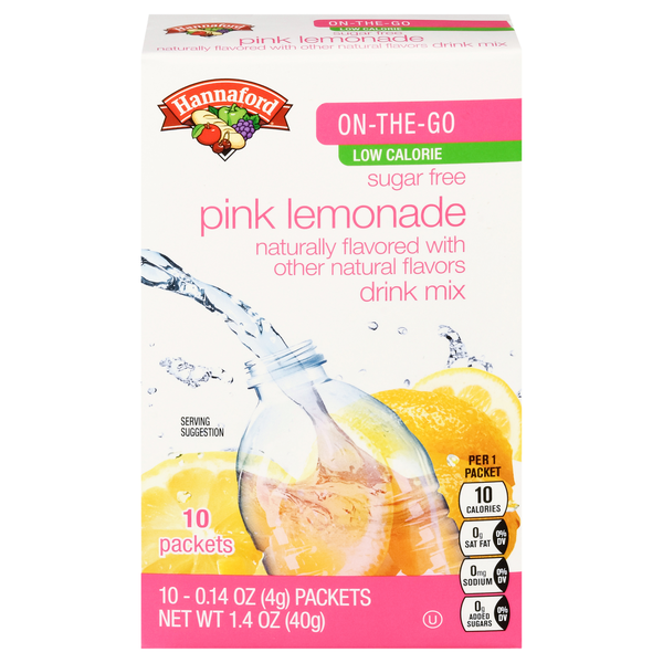 Hannaford On-The-Go Pink Lemonade Drink Mix Packets - 10 ct
