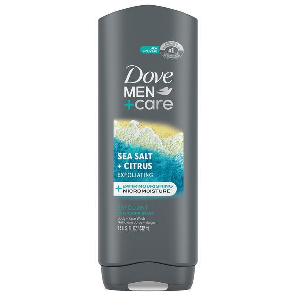 Dove Men+Care Sea Salt + Citrus Exfoliating Body + Face Wash