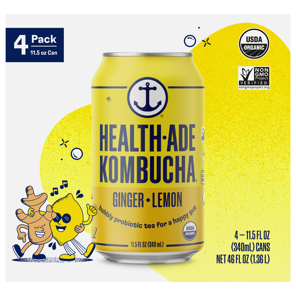 Save on HealthAde Organic Ginger Lemon Kombucha 4 pk Order Online