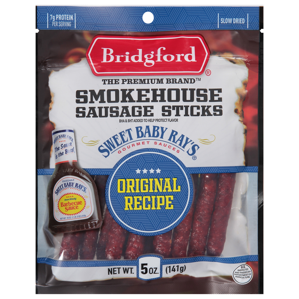 Bridgford Sweet Baby Ray's Smokehouse Sausage 7g Protein Meat Sticks