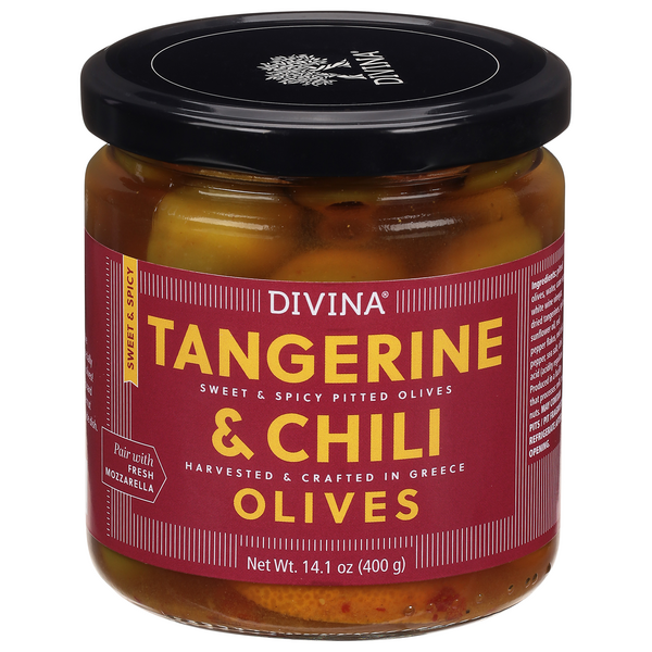Divina Imported Tangerine & Chili Pitted Olives