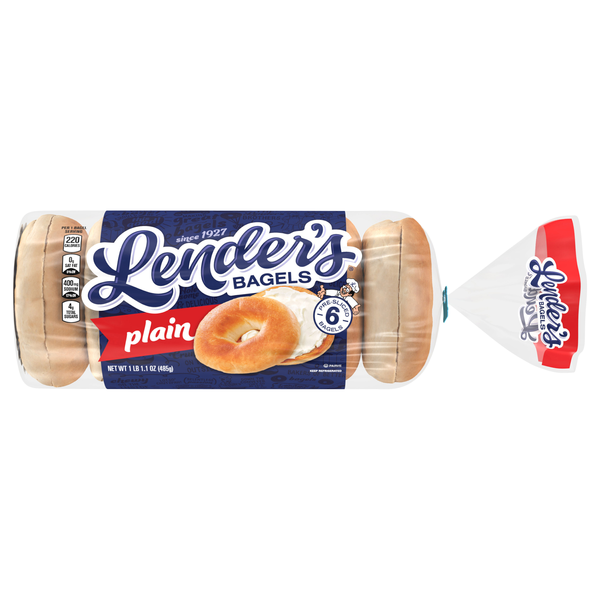 Lender's Plain Pre-Sliced Bagels - 6 ct