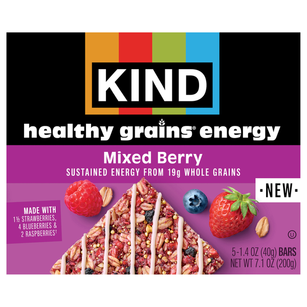 KIND Healthy Grains Energy Gluten Free Mixed Berry Bars - 5 ct