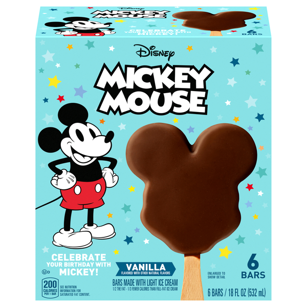 Disney Mickey Mouse Light Vanilla Ice Cream Bars - 6 ct